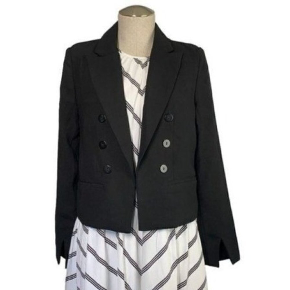 Romeo & Juliet Open Front Split-Cuff Blazer, Black Polyester - Size Medium NWOT